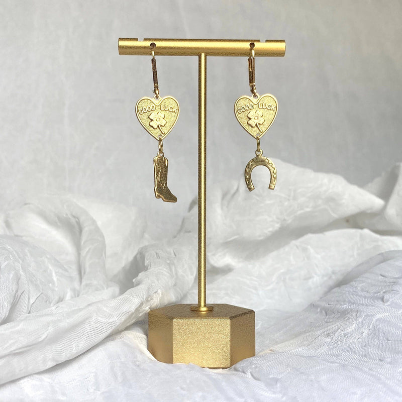 Brass Boot + Heart Dangles