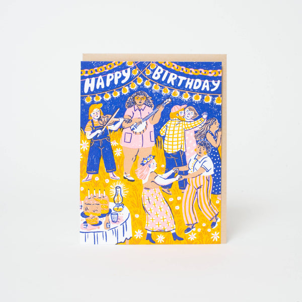 Birthday Barn Dance Letterpress Greeting Card by Phoebe Wahl: Paper tab
