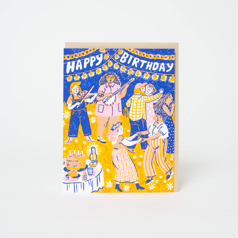 Birthday Barn Dance Letterpress Greeting Card by Phoebe Wahl: Paper tab