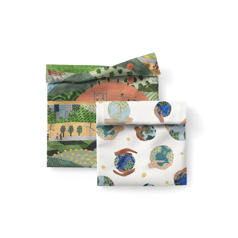 Dancing Daisies by Phoebe Wahl Reusable Snack Pouches