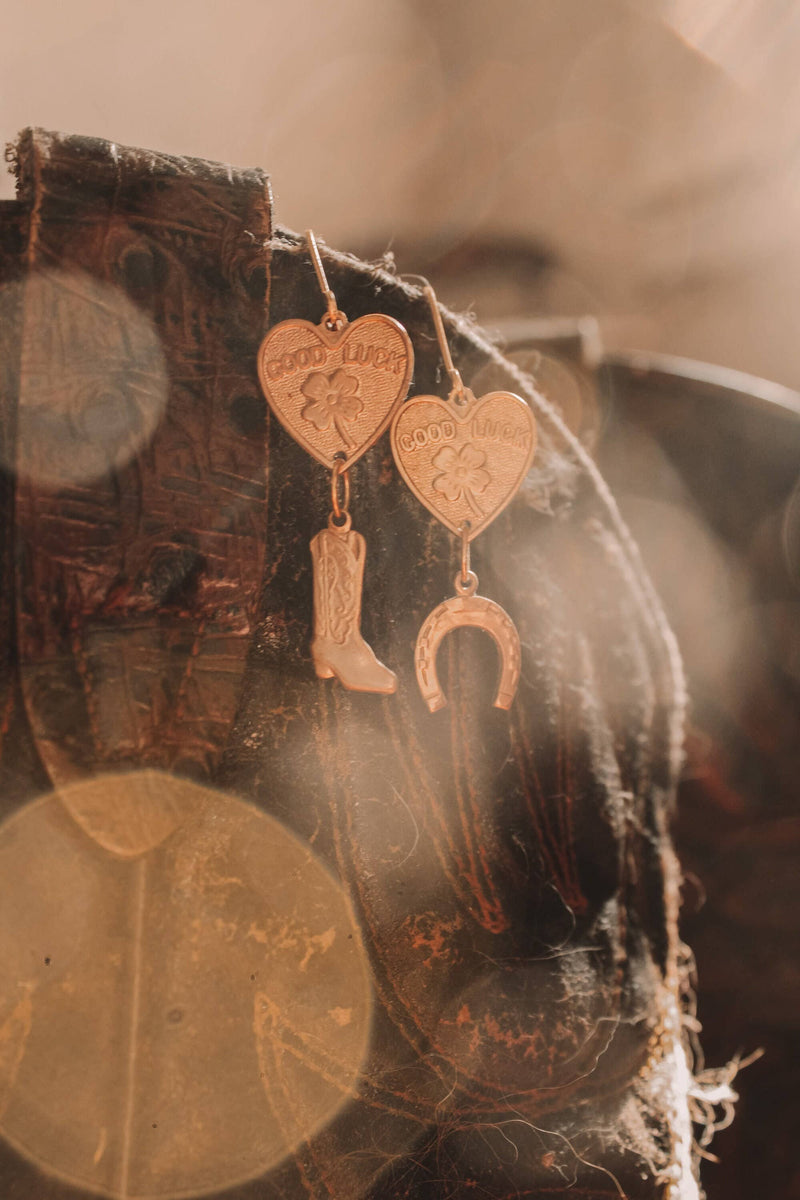 Brass Boot + Heart Dangles