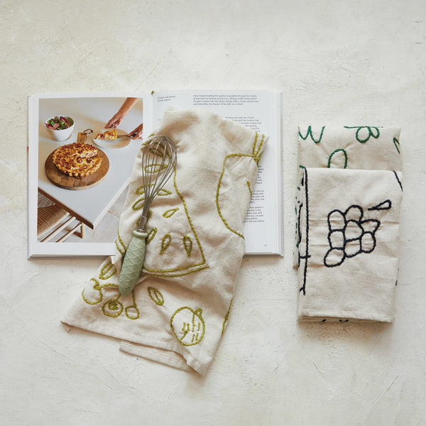 Nature's Heirloom Embroidered Tea Towel - Pinecone Trading Co.