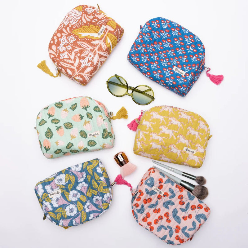 Amelia Small Quilted Scallop Zipper Pouch - Pinecone Trading Co.