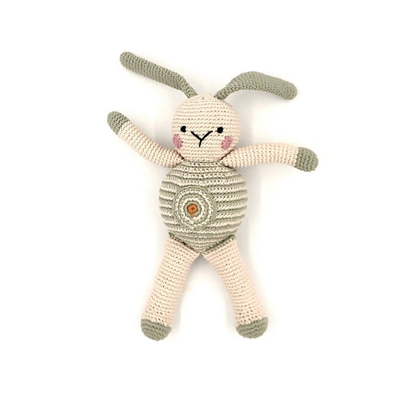 Baby Bunny Rattle - Teal Spot - Pinecone Trading Co.