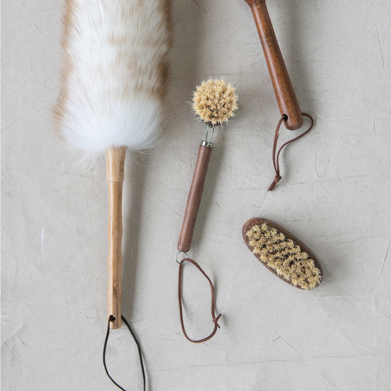 Beech Wood Brush with Leather Tie - Pinecone Trading Co.