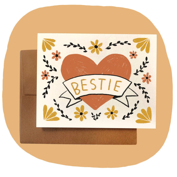 BESTIE ~ CLASSIC HEART Card - Pinecone Trading Co.