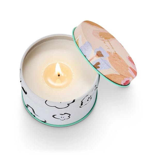 Blood Orange Dahlia Fleur Tin Candle - Pinecone Trading Co.