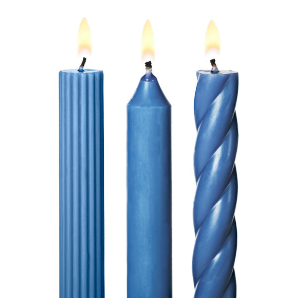 Blue Assorted Taper Candles - Pinecone Trading Co.
