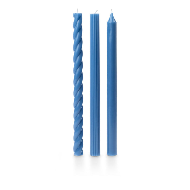 Blue Assorted Taper Candles - Pinecone Trading Co.