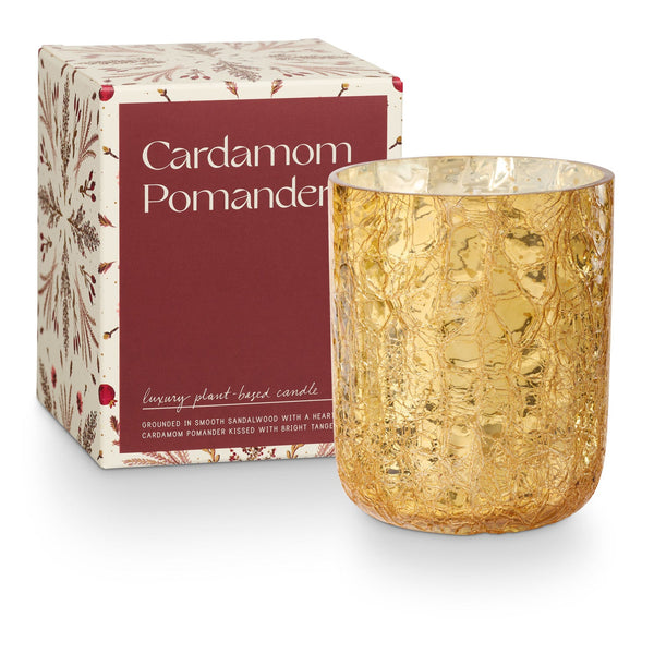 Cardamom Pomander Small Crackle Glass Candle - Pinecone Trading Co.