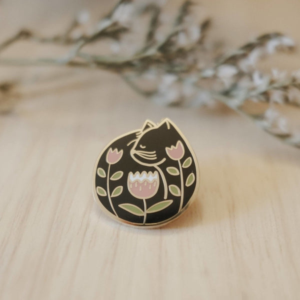 Cat Nap (Black) Enamel Pin (With Locking Clasp) - Pinecone Trading Co.