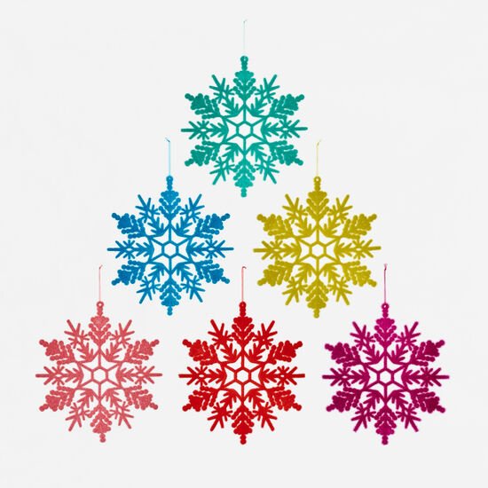 Colorful Flocked Snowflake Ornament - Pinecone Trading Co.