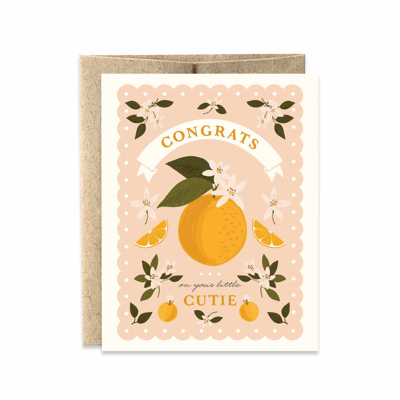 "Congrats on your little cutie" Girl Baby Card - Pinecone Trading Co.