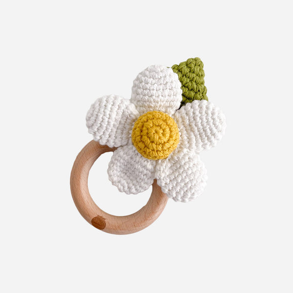 Cotton Crochet Flower Rattle - Pinecone Trading Co.
