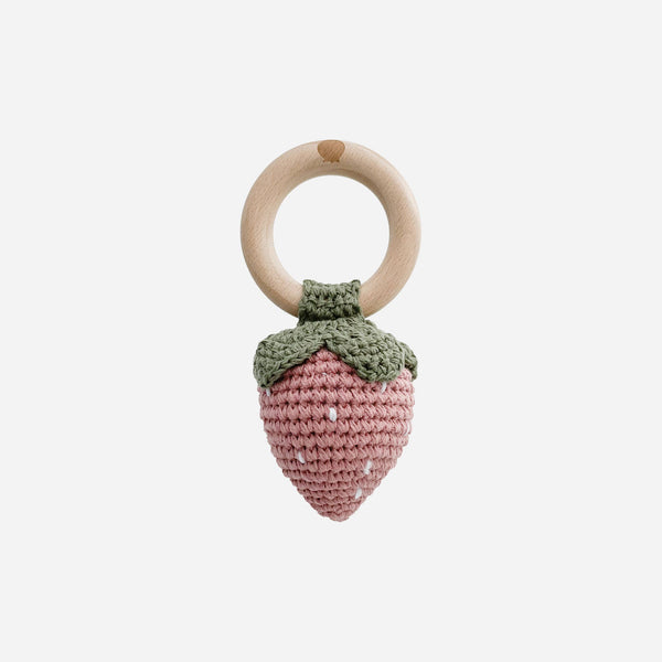 Cotton Crochet Rattle Strawberry | Baby Toys - Pinecone Trading Co.