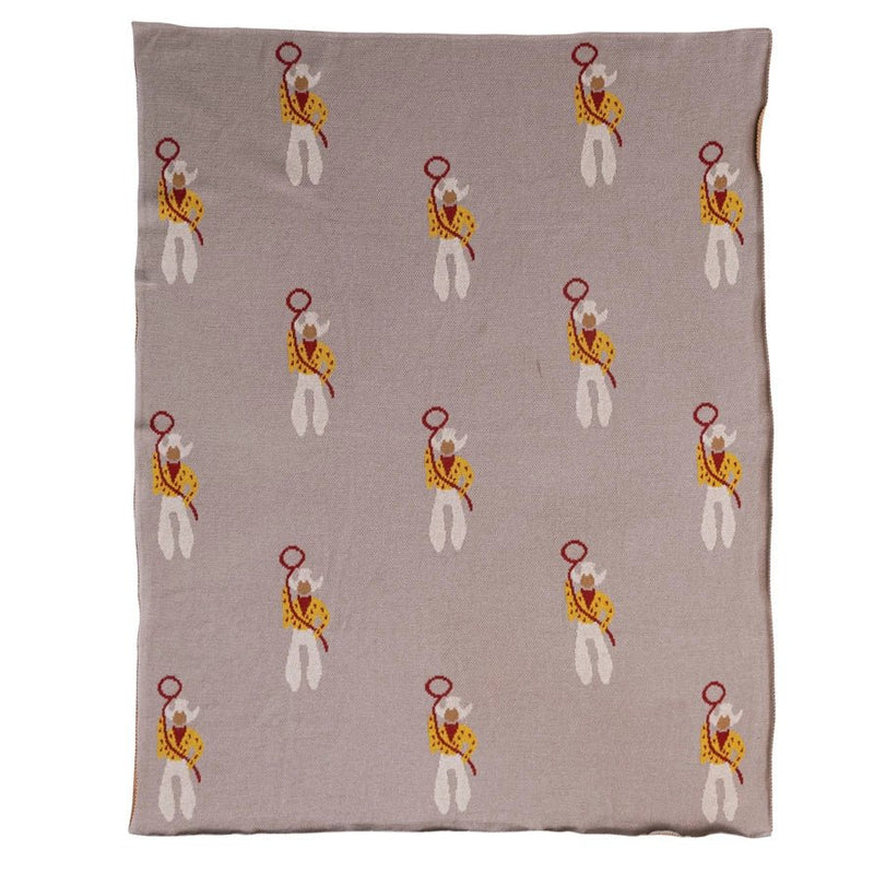 Cowboy Cotton Knit Baby Blanket - Pinecone Trading Co.