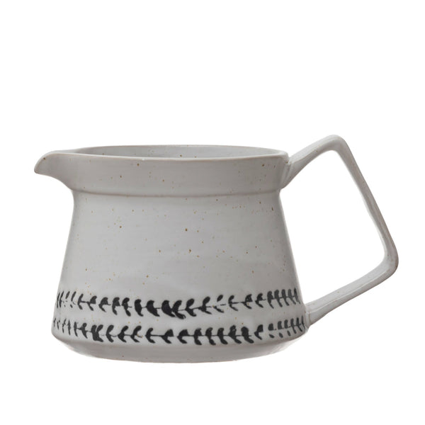 Debossed Speckled Stoneware Creamer - Pinecone Trading Co.