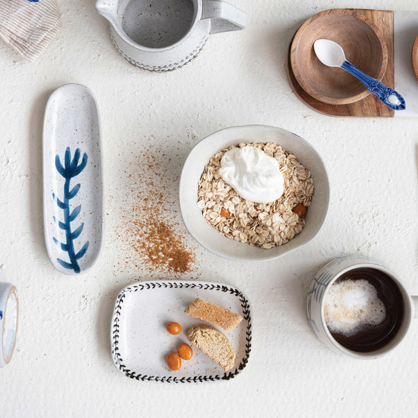 Debossed Speckled Stoneware Plate - Pinecone Trading Co.