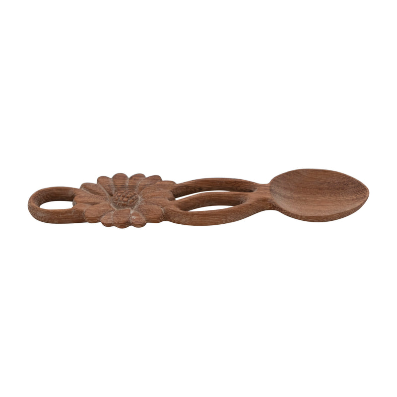 Floral Hand-Carved Doussie Wood Spoon