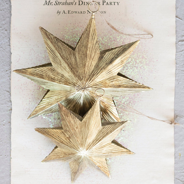 Embossed Metal Two-Sided Star Ornament - Pinecone Trading Co.