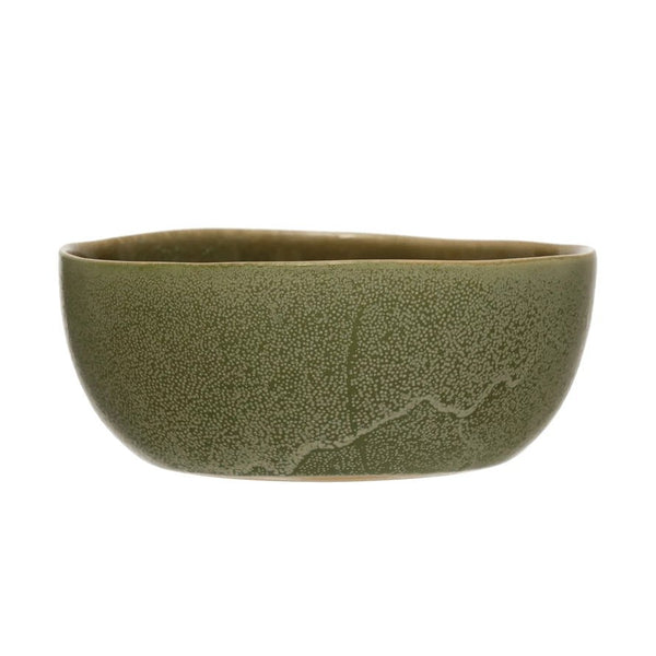 Enchanted Forest Green Reactive Glaze Stoneware Bowl - Pinecone Trading Co.