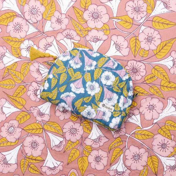 Evangeline Small Quilted Scallop Zipper Pouch - Pinecone Trading Co.