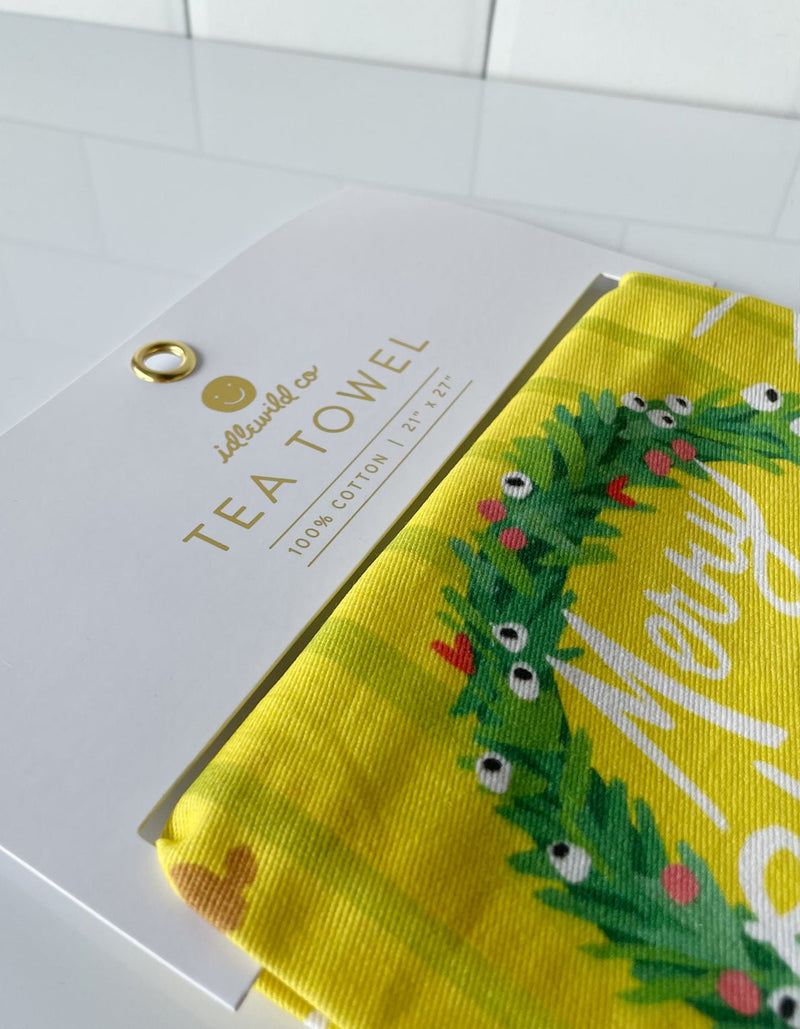 Festive Fireplace Tea Towel - Pinecone Trading Co.