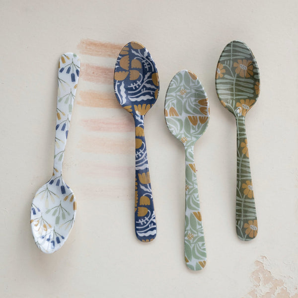 Floral Enamel Spoons (Set of 4) - Pinecone Trading Co.