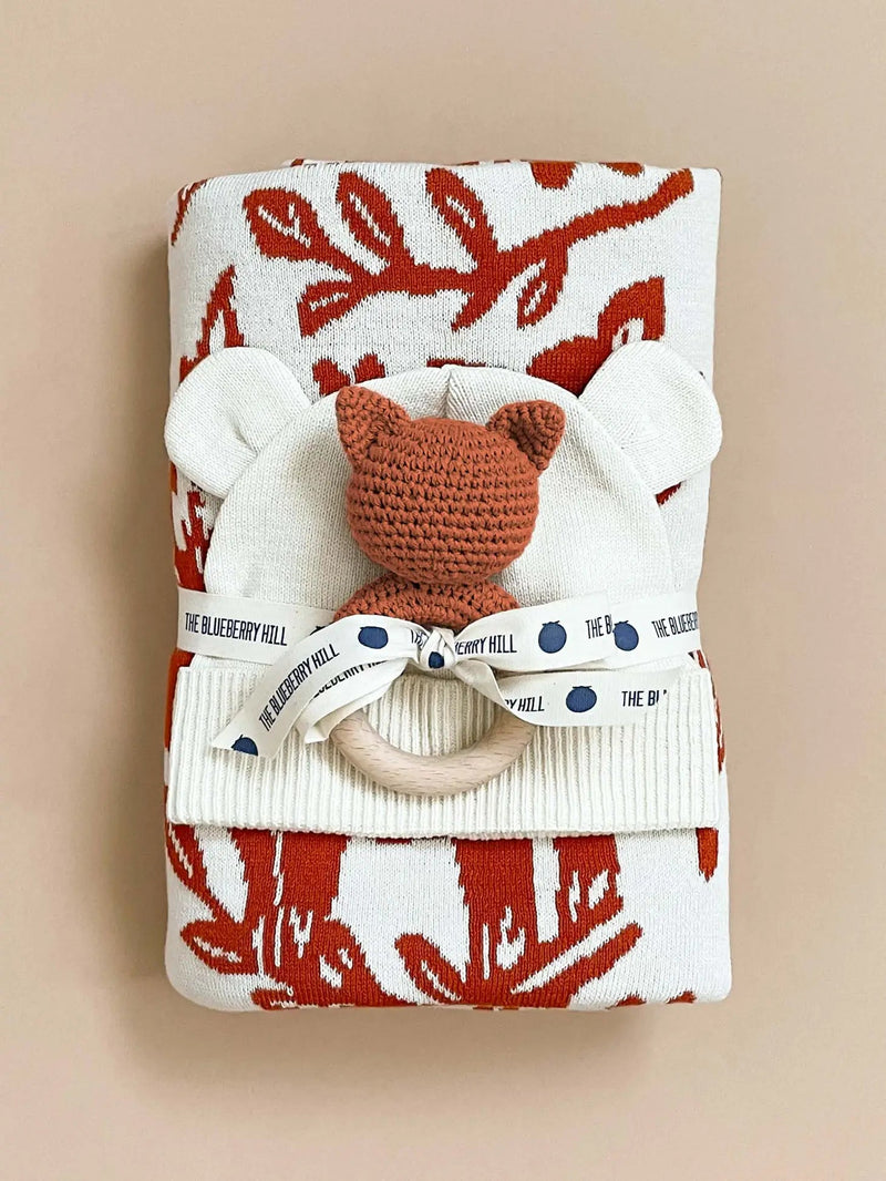 Fox Cotton Crochet Rattle Teether - Pinecone Trading Co.