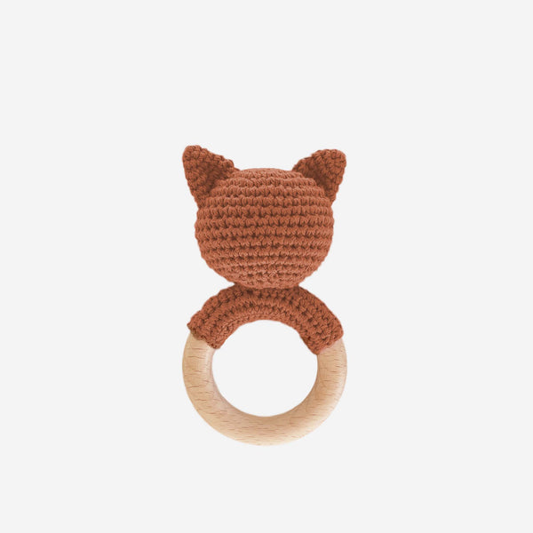 Fox Cotton Crochet Rattle Teether - Pinecone Trading Co.