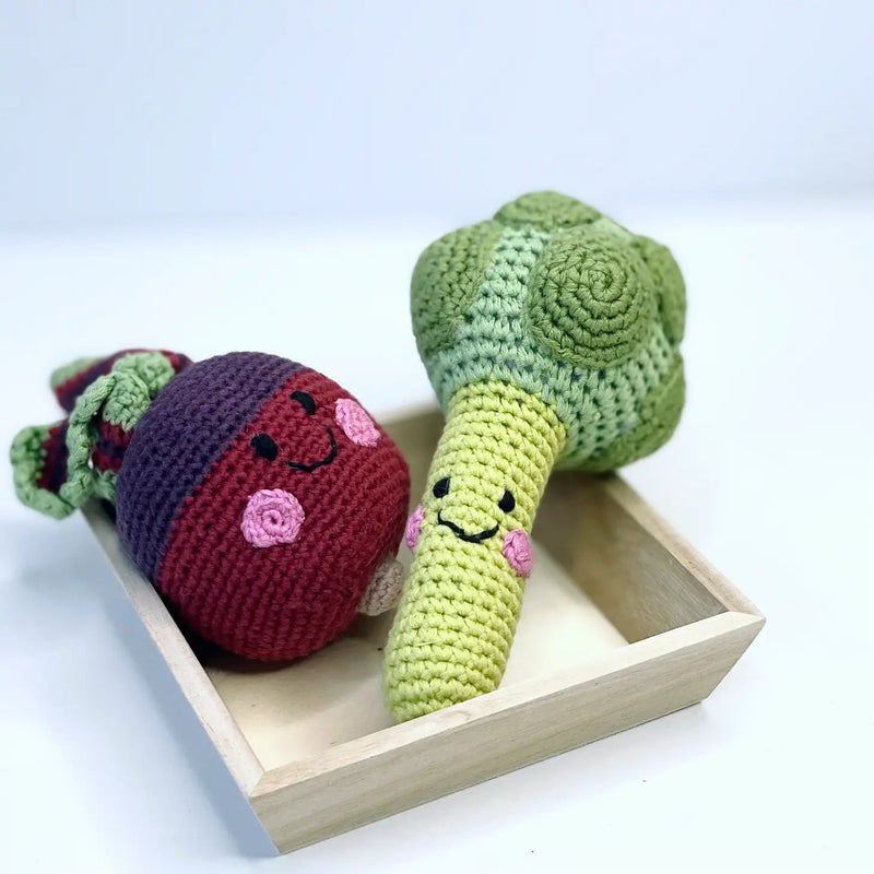 Friendly Stuffed Beet Rattle - Pinecone Trading Co.