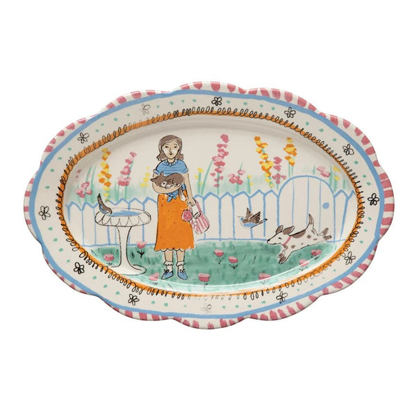 Garden Friends Decorative Ceramic Platter - Pinecone Trading Co.