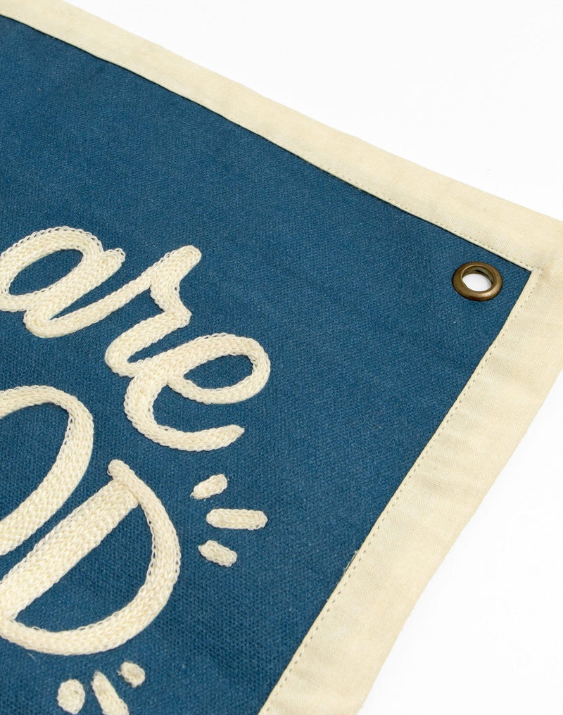Good Old Days Embroidered Canvas Banner - Pinecone Trading Co.