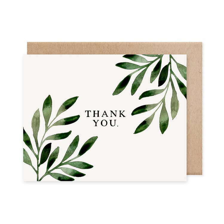Green Foliage Thank You Card - Pinecone Trading Co.