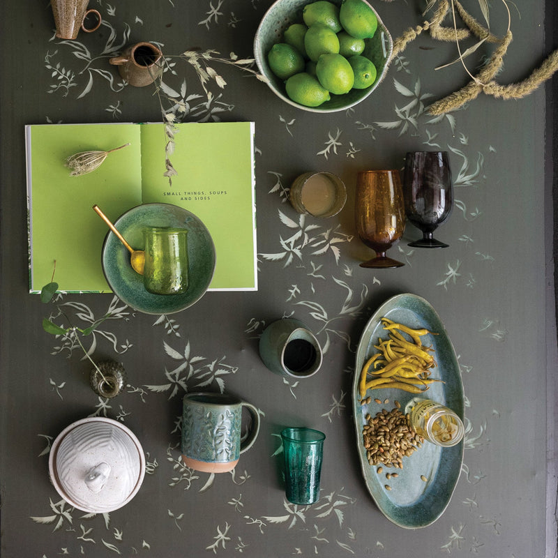 Green Stoneware Platter - Pinecone Trading Co.