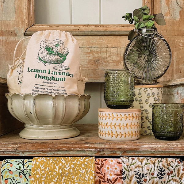 Hand-Painted Floral Stoneware Canister with Bamboo Lid - Pinecone Trading Co.