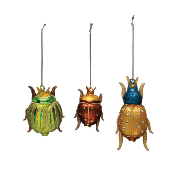 Hand-Painted Glass Beetle Ornament - Pinecone Trading Co.