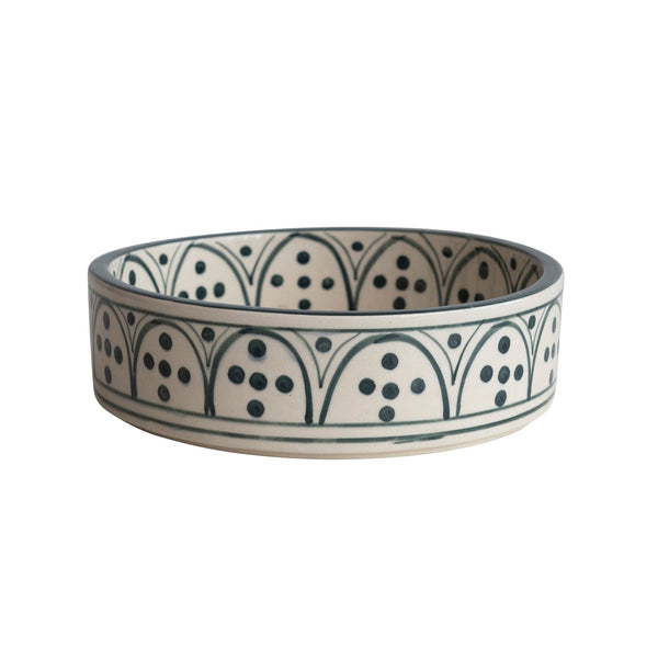Hand-Painted Navy Stoneware Pet Bowl - Pinecone Trading Co.