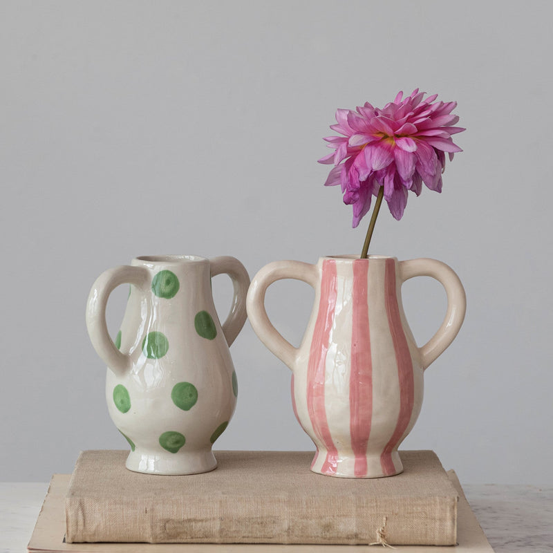 Hand-Painted Stoneware Vase - Pinecone Trading Co.