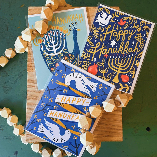 Happy Hanukkah Doves Card - Pinecone Trading Co.