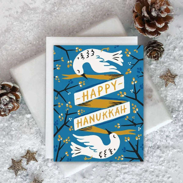 Happy Hanukkah Doves Card - Pinecone Trading Co.