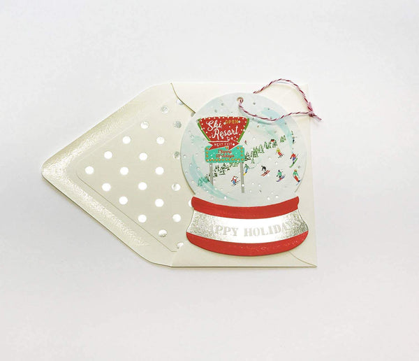 Happy Holidays Snowglobe Paper Ornament Card - Pinecone Trading Co.