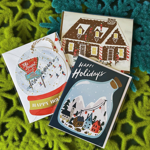 Happy Holidays Snowglobe Paper Ornament Card - Pinecone Trading Co.