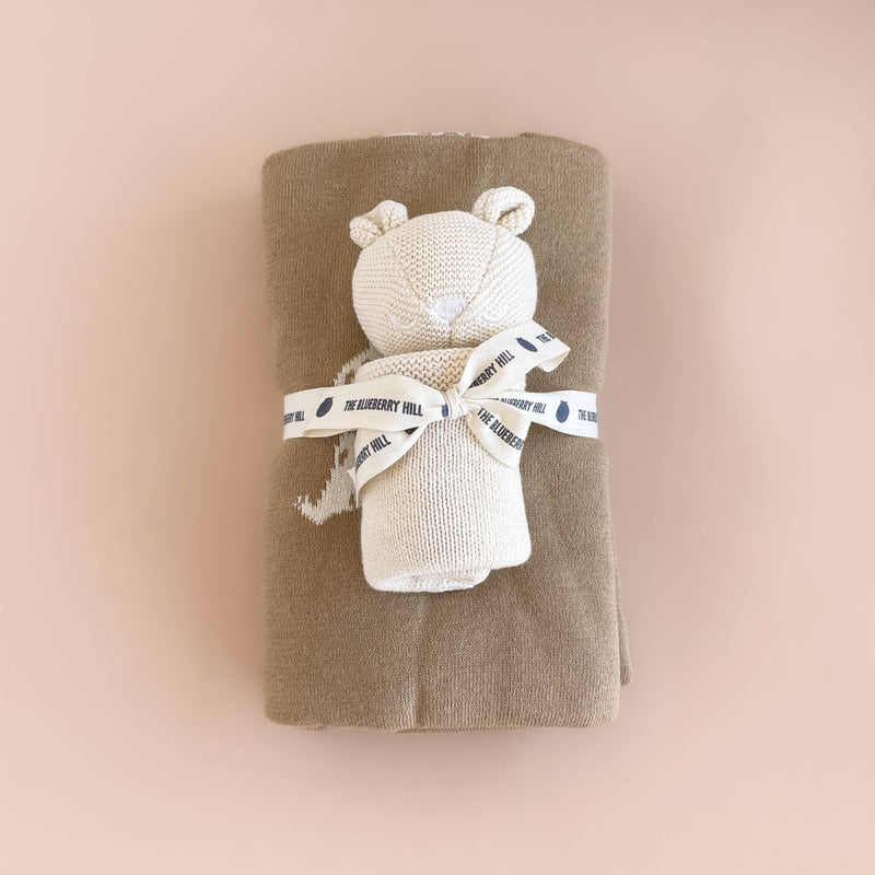 Honey Bear Blanket and Lovey Baby Gift Set - Pinecone Trading Co.