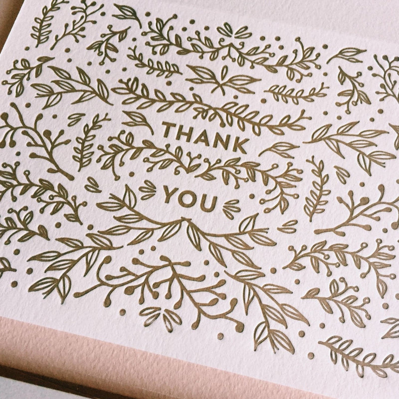 Letterpess Thank You Card - Pinecone Trading Co.