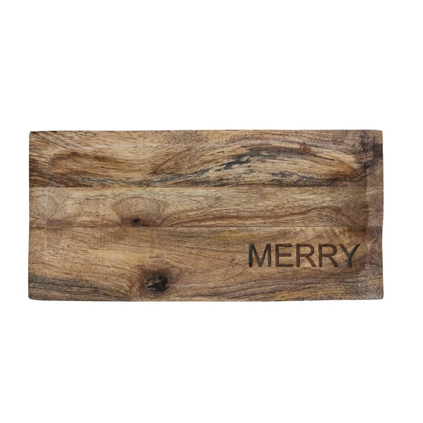 Merry Engraved Mango Wood Board - Pinecone Trading Co.