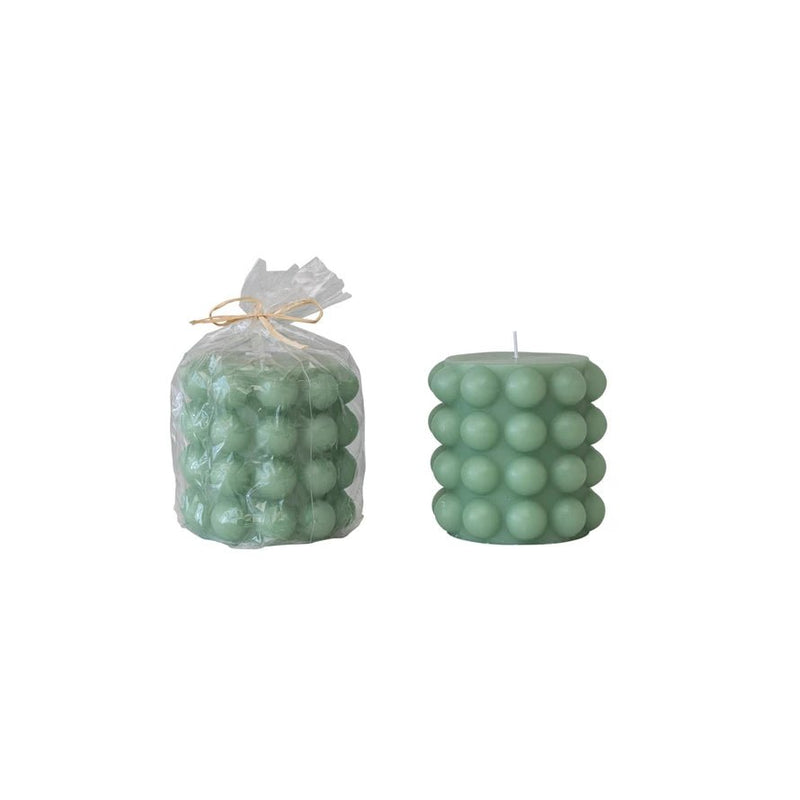 Mint Hobnail Pillar Candle - Pinecone Trading Co.