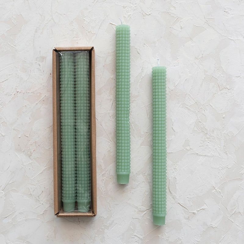 Mint Hobnail Taper Candles - Pinecone Trading Co.