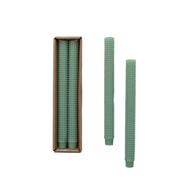 Mint Hobnail Taper Candles - Pinecone Trading Co.