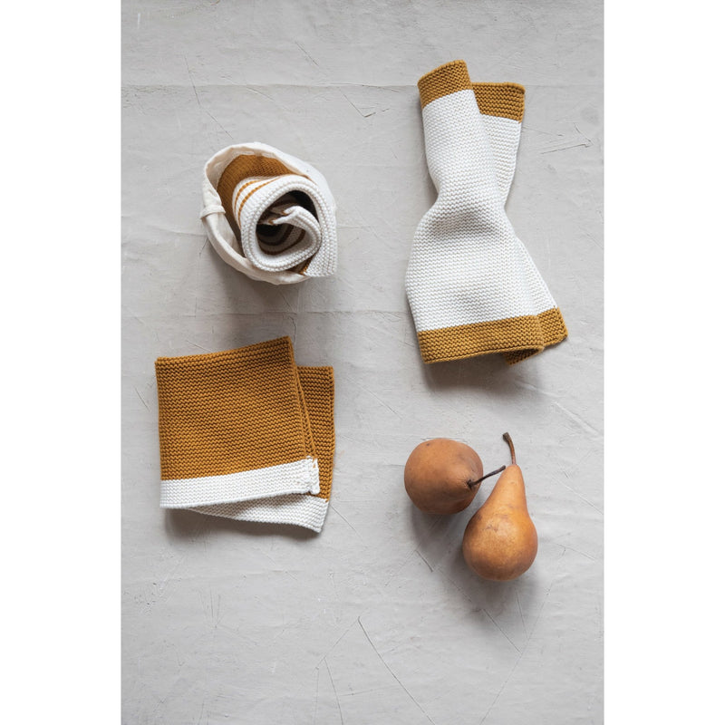 Mustard Knit Dish Cloths - Pinecone Trading Co.